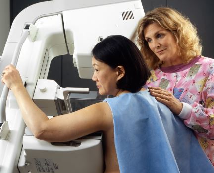 A Woman Receiving A Mammogram