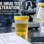 Laboratory urine samples illustrating specimen validity testing for adulteration, dilution, synthetic urine, and modern drug-testing methods.